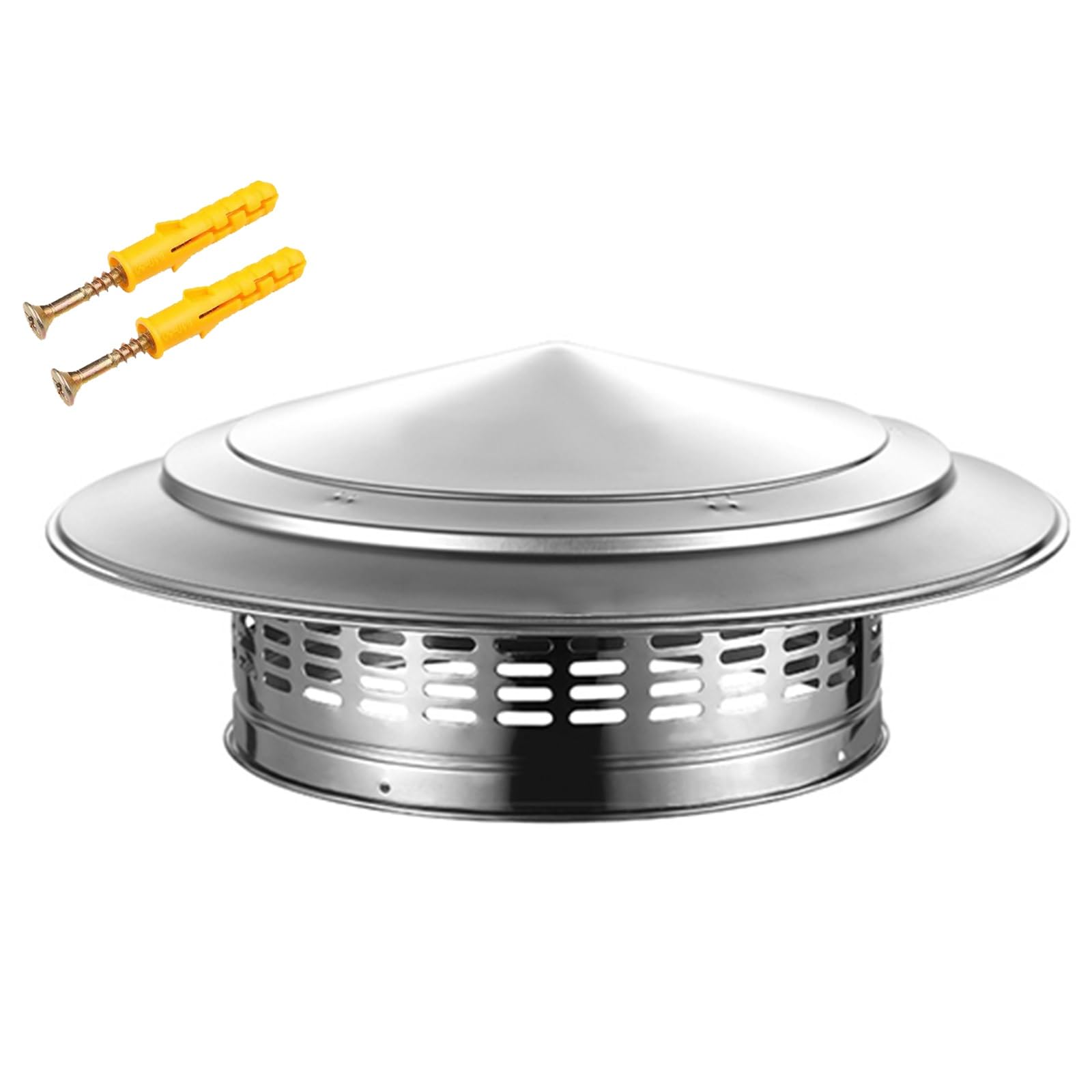 Uzamirlex One Color Chimney Spinner Cowl, Stainless Steel Silver Round Roof Chimney Cowl Cap 75-300Mm(250Mm/9.84In)