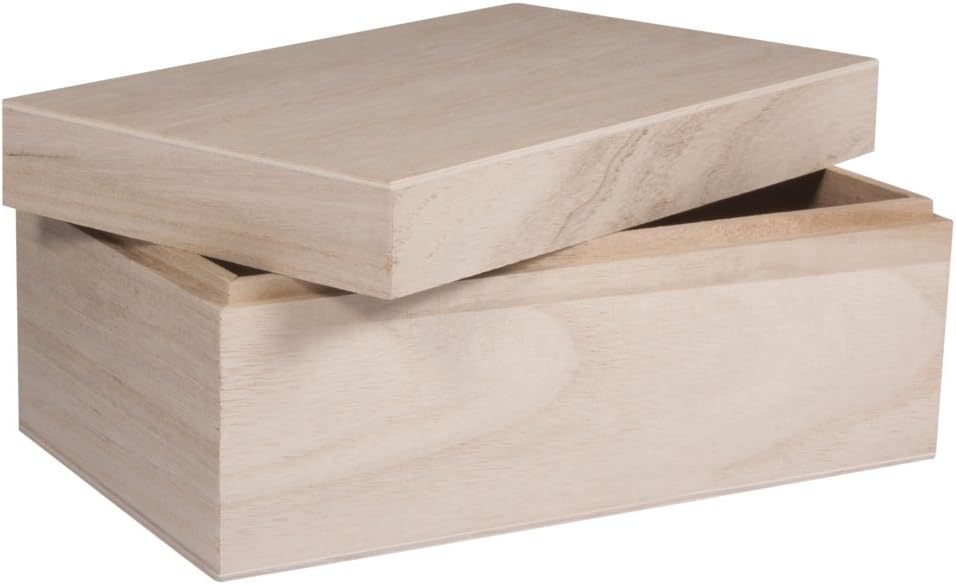 Rayher 62815000 Natural Wood Box with Lid for Craft, DIY Wooden Keepsake Box, 20 x 12 x 9 cm