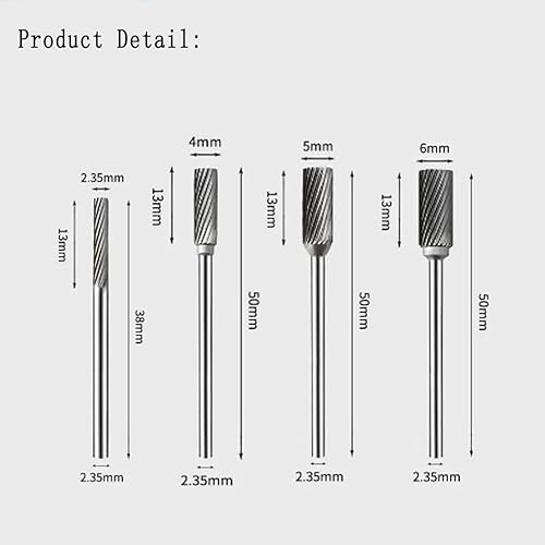 Miniatura 2 de Juego de 4 rebabas de corte de aluminio, mandril de 332 pulgadas, juego de limas de carburo de tungsteno para herramienta rotativa, incluye Dremel
