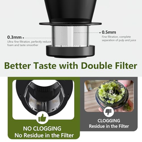 Image of Masticating Fruit Vegetable Juicer Machine, 2-In-1 Electric Juicer Grinder 18 Adjustable Settings for Coffee Bean Nut, 250W Quiet Juicing Machine Cold Press Extractor BPA Free Easy To Clean & Assemble