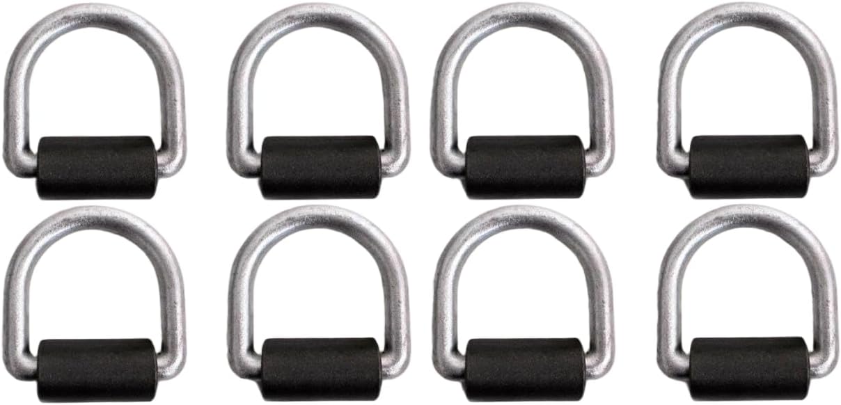 LRW5 Eight - 3/8" Weld on Zinc D Ring 6000 for ATV Motorcycle Trailer Rope Tie Down Loop - Trailer Tie Down Replacement - Measures 2" x 2" Inside (2 2/3" x 2 3/4" Outside) and is a Full 3/8" Thick.