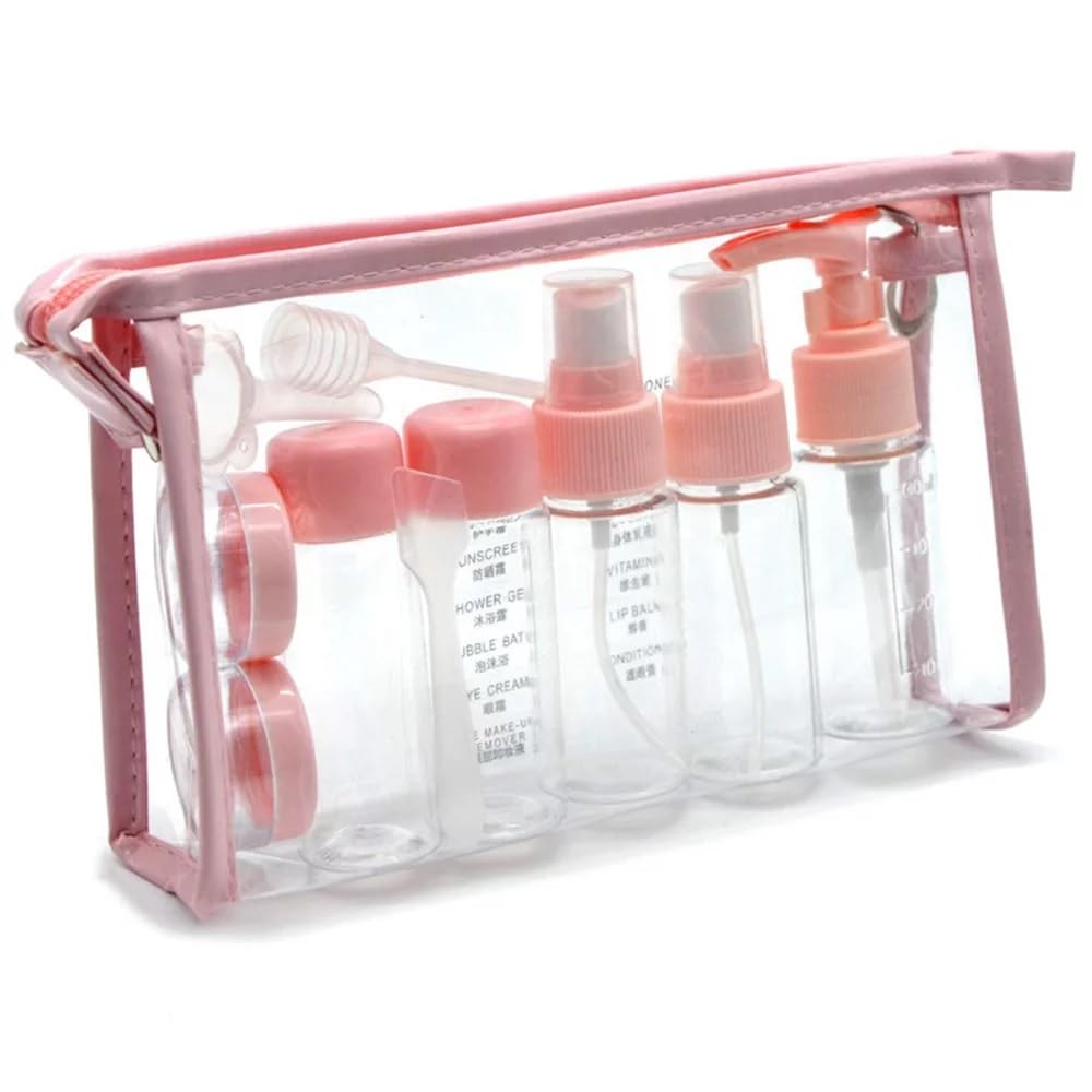 Wrixty Travel Bottles Set Travel Bottles & Containers,Refillable Small Mini Empty Plastic Pump/Spray/Squeeze Bottles for Cosmetic and Travel Toiletries with Storage Bag (Pink)-image-48
