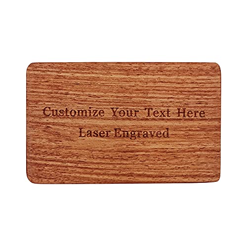 MOJIA Personalized Engraved Wood Wallet Insert Card for Men Women, Custom Wallet Cards for Husband from Wife, Mini Love Note, Boyfriend Deployment Gift(Bubinga)