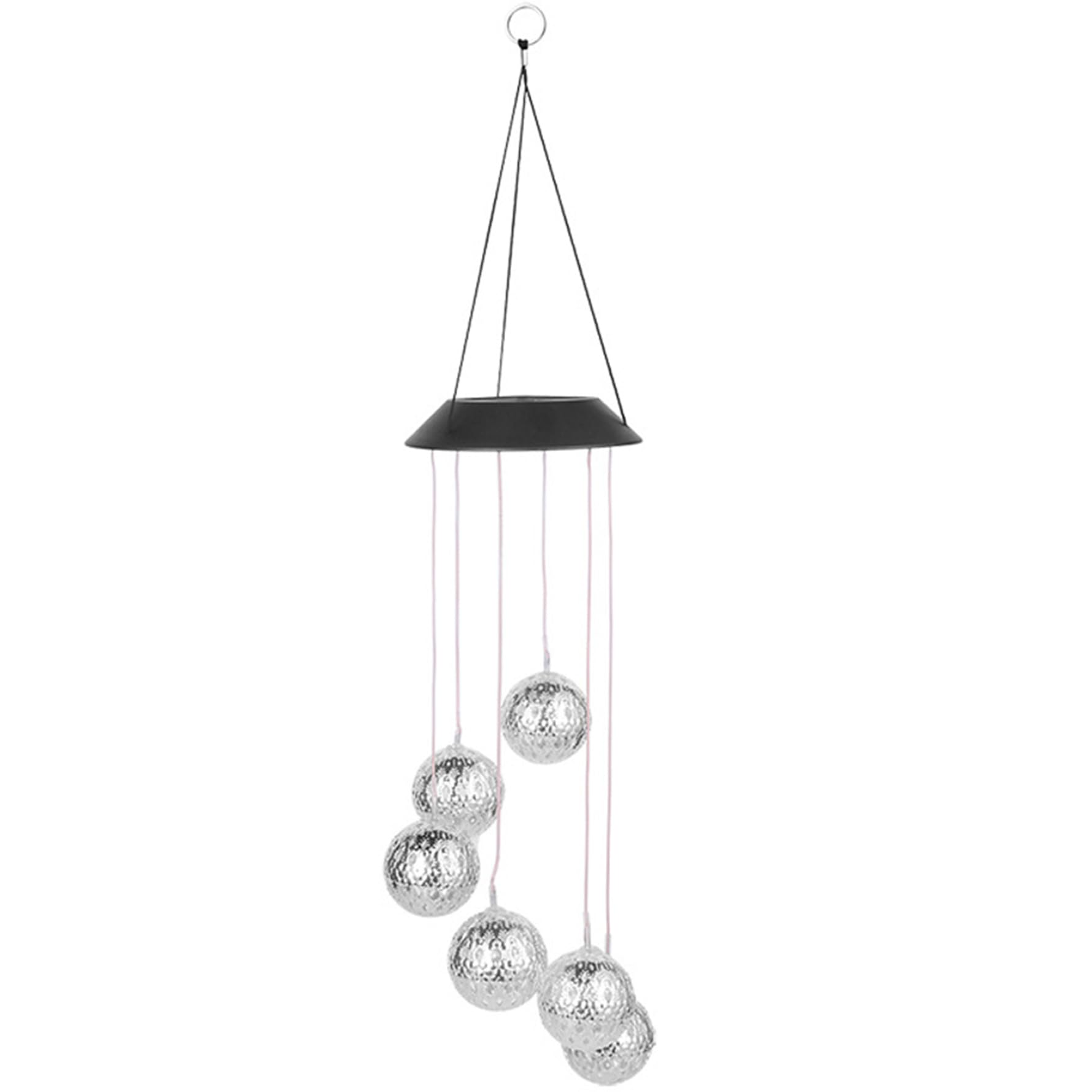 Solar Metal Orb Wind Chime Mobile, Metal Wind Chimes, Solar Chime Outdoor Light Chimes for Outside, Outdoor Mobile Lights for Garden, Whitesolar