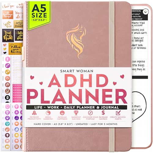 Self Care Journal & ADHD Planner for Adults - 5 Minute Journal, A 90 Days Planner, Creating Your Dream Life, Increase Productivity & Happiness, Vision Board, Guided & Gratitude Journal - Undated
