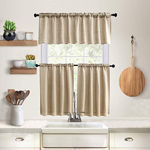 Curtain Valances for Windows Burlap Linen Window Curtains for Kitchen Living Dining Room 58 x 15 inch 1 Valance Linen Coffee