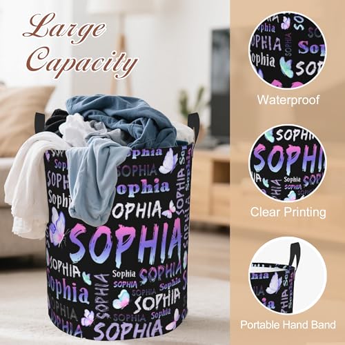 Image of Custom Name Laundry Hamper, Personalized Laundry Basket with Name for Boys Girls Kids Men Women, Customized Name Dirty Clothes Basket Gifts for Clothes Toy Bathroom Bedroom Laundry Room Dorm