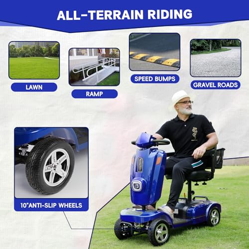 Image of Heavy Duty Mobility Scooter for Adults & Seniors, 500W Motor, 20 /30 Miles Long Range, 450 LBS Capacity, Removable Lithium Battery, 10 inch All-Terrain Tires, with Windshield & Suspension