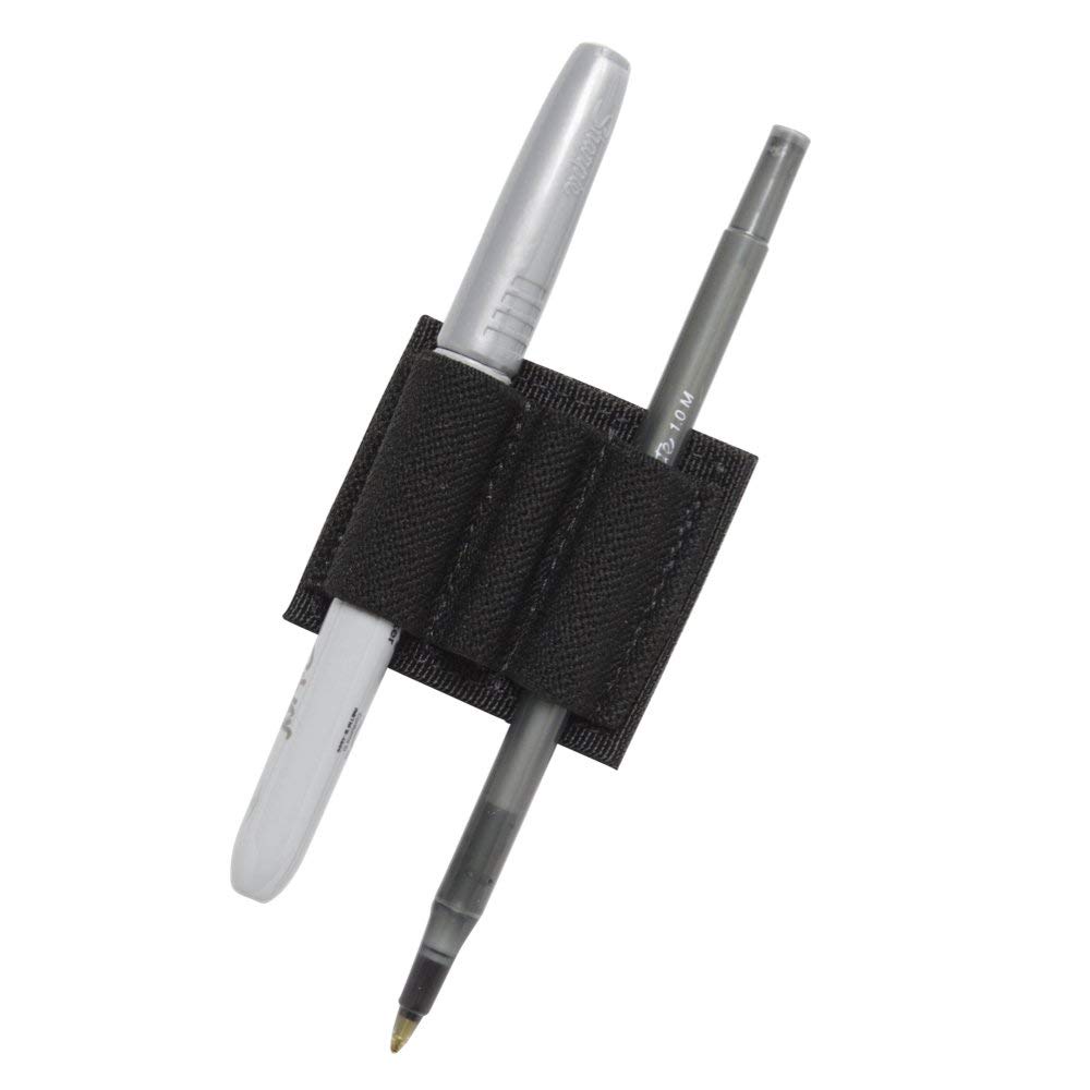 TACTICAL NOTEBOOK COVERS Detachable Elastic Pen-Marker Loop Patch | Hook Fastener Backing for Secure Attachment to Notebooks, Bags, and Gear | Compatible with Modular Tactical Systems | Small, Black