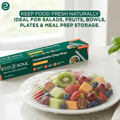 Image of ECO SOUL Cling Wrap[30cm x 100m] Biodegradable Food Wrapping Roll for Food | cling wrap,cling film for food wrapping,food wrapping roll,cling roll,wrapping roll,kitchen wrap