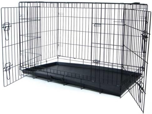 YML 48-Inch 2-Door Heavy Duty Dog Crate, Black