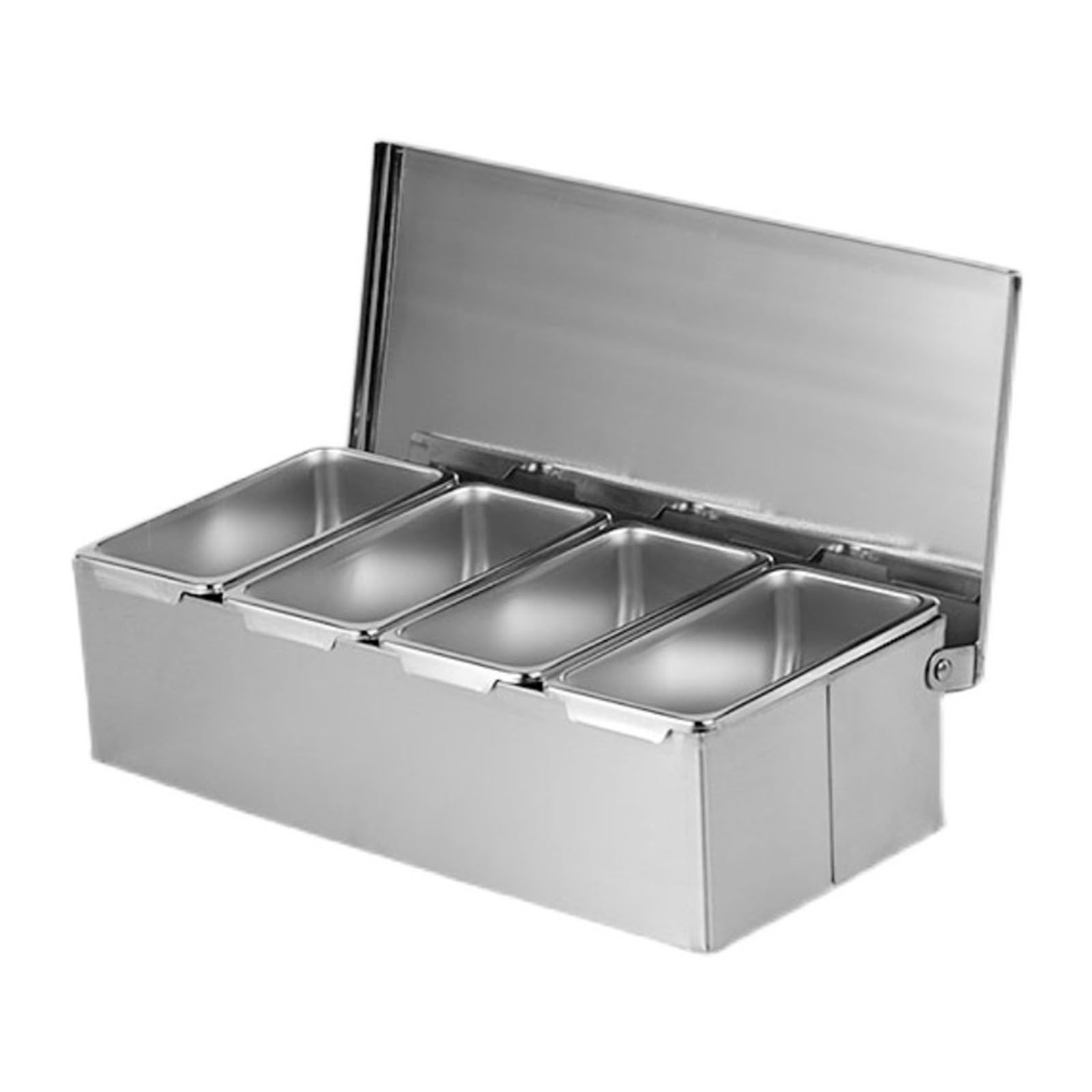 Scatola for condimenti in acciaio inossidabile con 4 scomparti, custodia for la conservazione in cucina