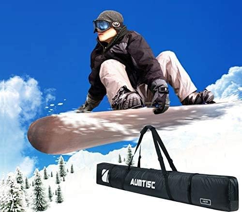 AUMTISC Ski Bag Padded Snowboard Bag Single Travel Winter Sports Bag to Transport Skis Gear Pocket with Adjustable Handle