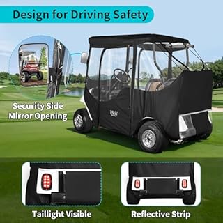10L0L 2 Passenger Golf Cart Driving Enclosure for EZGO TXT and RXV Model, 4-Sided Clear Window 600D Rain Cover All Weather Windproof Waterproof
