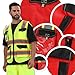 JKSafety Hi Vis Reflective Safety Vests for Men Women High Visibility Vest with Pockets Mesh Fabric Construction Safety Apparel Neon Vest for Work (220-Red L)