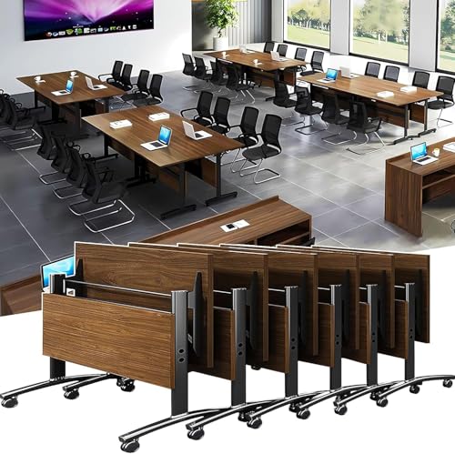 SAFWELAU Mesa de Ordenador Escritorio Foldable Flip Top Mesa de Entrenamiento móvil para Sala de reuniones de Oficina, Aula(55in)