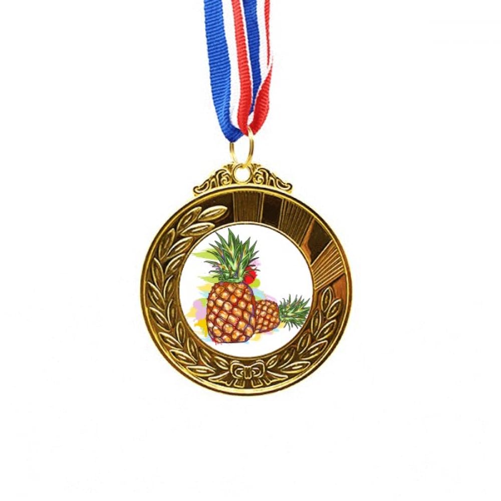 Cinta para medalla de oro primer lugar infantil con estampado de frutas marca PineFruits 4
