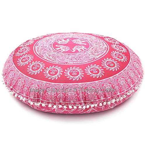 Thriving Large Mandala Bohemian Floor Cushion Round Meditation Pillow Cover Floor Seat Pouf Cover Yoga Pillow Hippie Bohemian Decorative Sofa Couch Cover Chair Pouffe Case #TOP9
