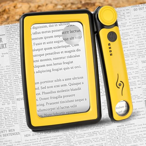 Lupa con luz, lupa recargable de 5 x 10 x 45 x con 20 luces LED, 3 modos de luz, lupa plegable de mano para personas mayores, lectura de baja visión