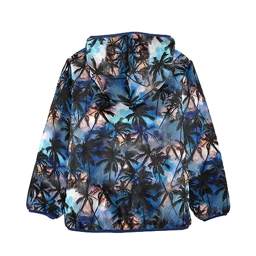 Dark Palm Trees Silhouettes Boys Fleece Hoody Jacket Zip Up Coat Warm Fall Winter Plush Jacket Long Sleeve Outerwear2