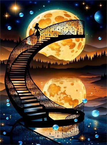 Puzzle de 1000 Piezas Adultos Juguete desafío y Juego Educativo Regalos,Escalera Chica Luna Rompecabezas DIY,Rompecabezas para Adultos 75x50 cm