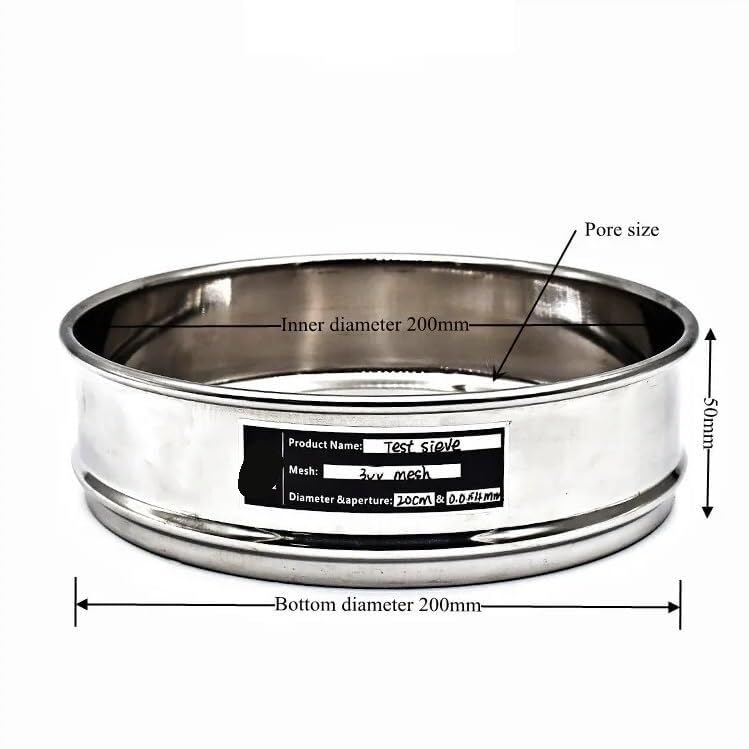 Lab Analysis Test Sieve - 20cm 325 Mesh, 0.045mm Aperture, All Stainless Steel, Pharmacopeia Standard