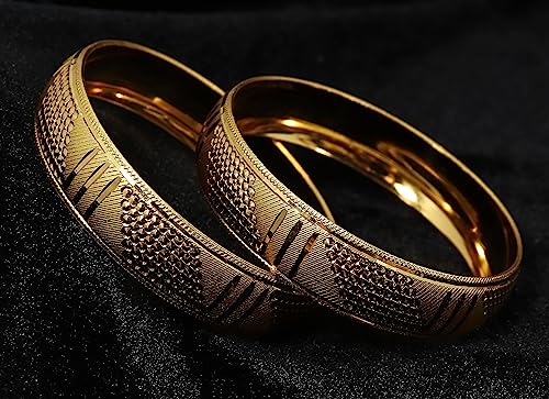 Image of NMII Brass Gold Plated Bangles Set For Women's & Girls (Pack of 2)