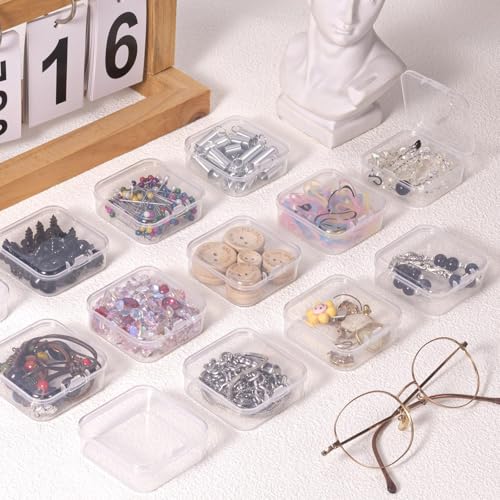 Image of squishy 15 Pcs Jewellery Organisers Box, Transparent Jewelry Storage Box, Earring Organizer Box for Women, Travel Jewelry Case for Rings, Beads, Small Parts, Dust-Proof Design