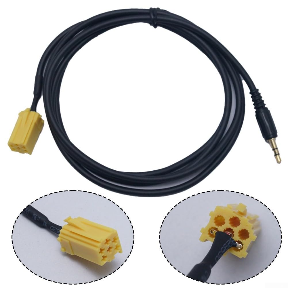 Cavo di ingresso audio AUX compatibile con modelli Fiat e Alfa Romeo con jack da 3,5 mm e interfaccia pannello posteriore radio a 6 pin