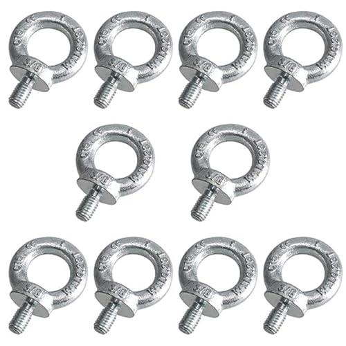 Image of MUKCHAP 10 Pack M10 Lifting Shoulder Eye Bolt, Machinery Shoulder Lifting Ring Eye Bolt with 3 /8 Inch Male Thread, 507 Lbs Working Load Limit