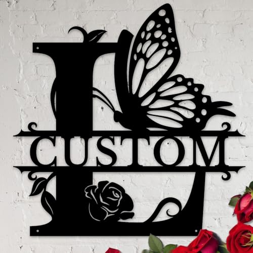 Personalized Custom Letter Name metal Signs,Custom Black Letter Monogram Wall