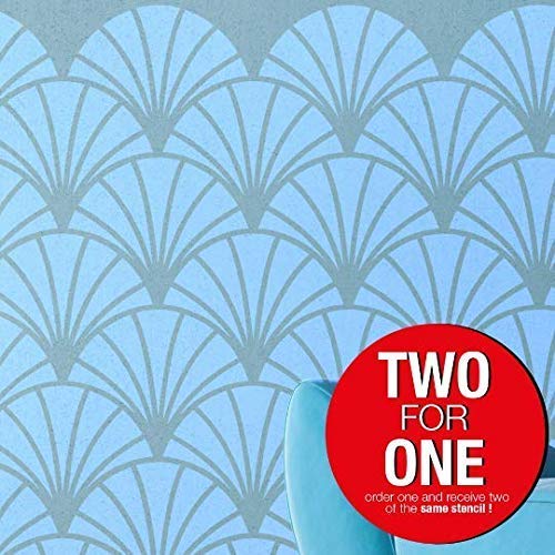 Miniatura 3 de 2 Pack, Flower Fan - Nature Wall Stencil, Modern Wall Stencils for Painting, Wall Stencils Pattern, Pinkipo, allover wall stencil, allover pattern