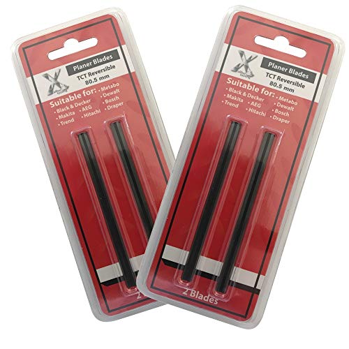 Planer Blades 80.5mm Tunsgten Carbide Reversible for DeWalt, Makita, Elu, NuTool, Bosch, AEG, Haffner 80mm - 2 Pairs Electric Planer Knives