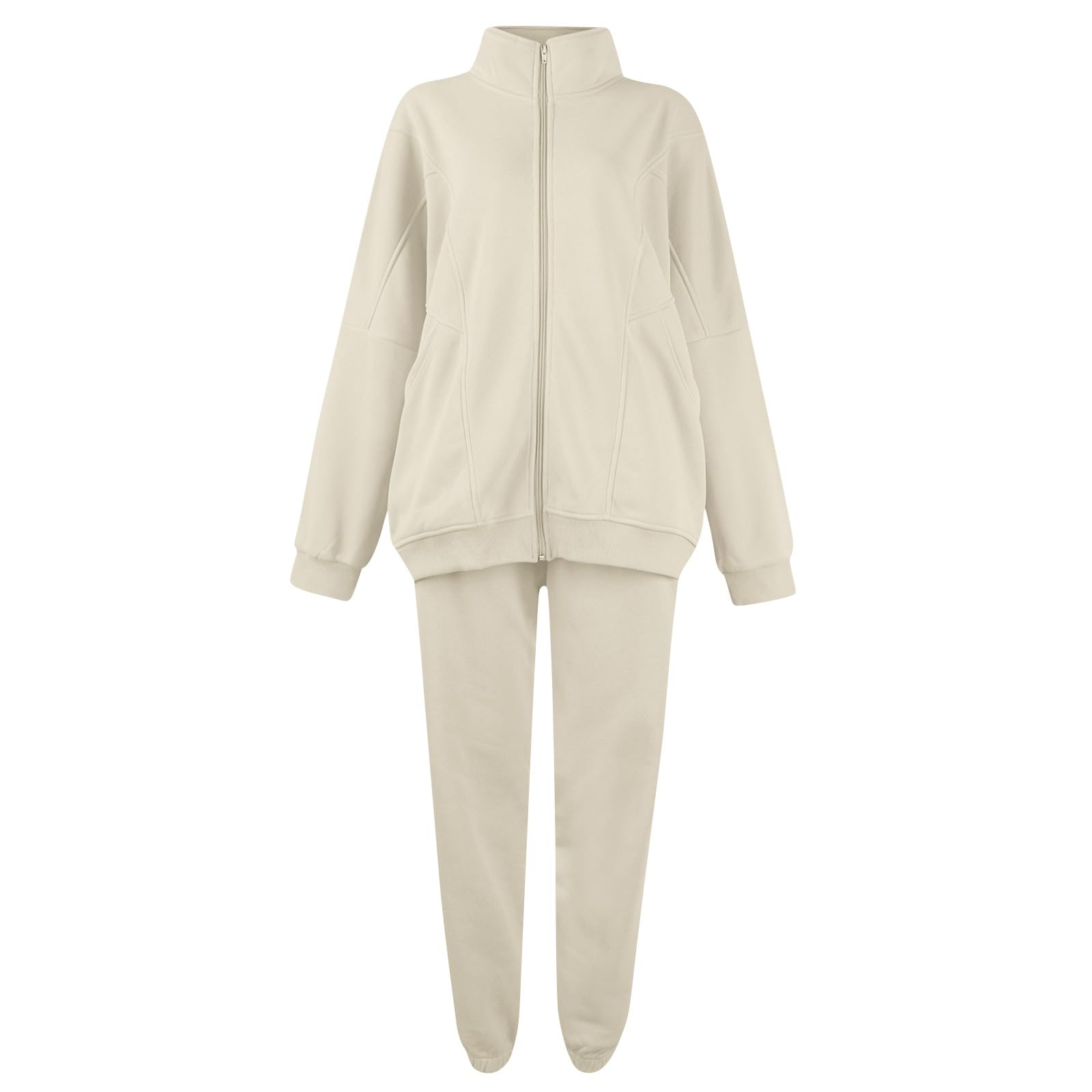 Conjuntos Elegantes Mujer, Chandals Mujer Bonitos, Tops y Pantalones Oversize Ropa de Salón Básico 2 Piezas Día Festivo Manga Larga Cremallera Sin Colar