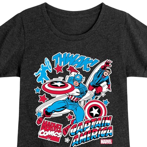 Marvel Captain America - Stickers - Toddler and Youth Girls Fitted Short Sleeve Graphic T - Shirt3