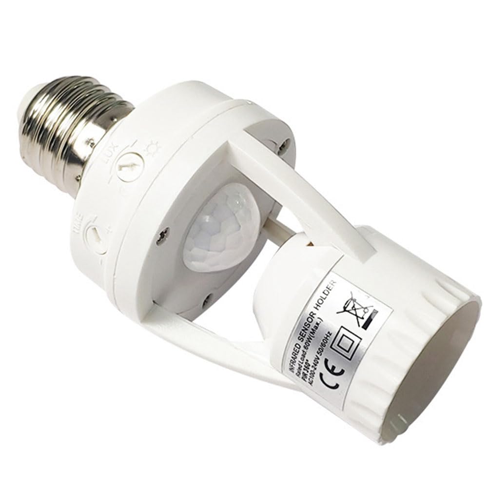 Jnchdghwa Smart Motion Sensor Light Bulb Holder PIR Induction Auto LED Switch Adapter Lamp Base Converter for Home Corridor