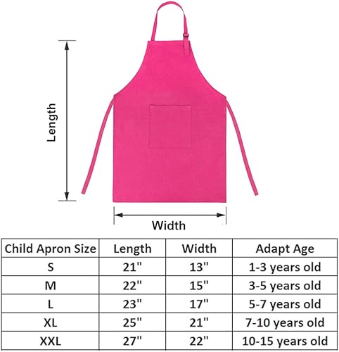 Miniatura 9 de TOPTIE Delantales para niños con bolsillo y correa ajustable, delantal para cocinar, hornear, pintar