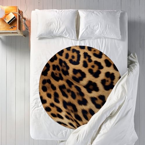 Couverture de plage ronde léopard 150cm en microfibre de coton avec franges pour voyage