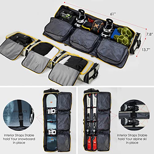 Image of XCMAN Roller Snowboard Bag Adjustable Length 63-75In Padded Bag for Air Travel Snowboard Boots