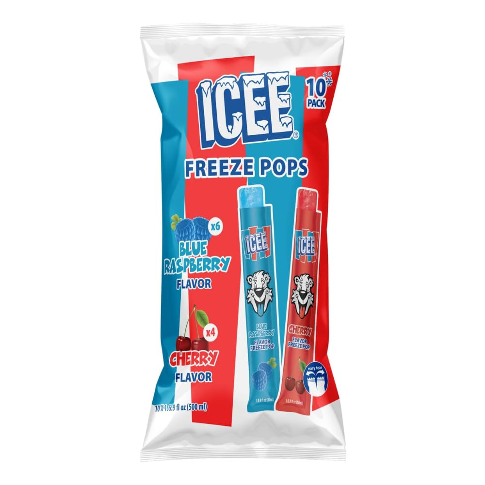 Amazon.com: ICEE Freeze Pops – Blue Raspberry & Cherry Variety, 10