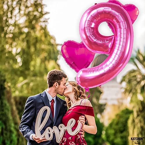 Image of KatchOn, Giant Hot Pink Number 9 Balloon- 40 Inch, 9th Birthday Decorations | Pink 9 Balloon Number For Pink Birthday Decorations, Foil 9 Birthday Balloon | 9th Anniversary Decoration | Pink Party Decor