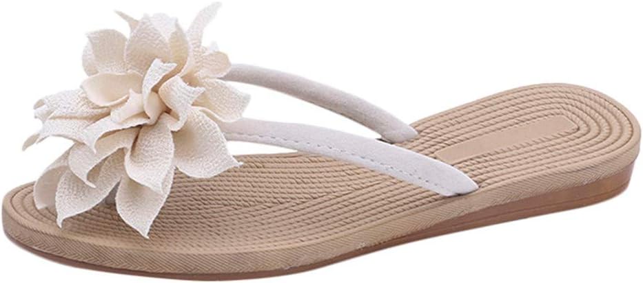 WOCACHI Womens Flip Flops Fashion Summer Roma Flower Flat Anti-Slip Slipper Beach Casual Shoes Under 5 Dollars