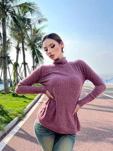 Image of 2024 Fall Winter 3 Pieces Pulllover Sweaters for Women - Lightweight High Neck Casual Tunic Basic Tops Red