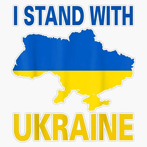 Adhesivo de vinilo con la bandera estadounidense de Ucrania I Stand with Ukraine Support Ucrania de 5 pulgadas