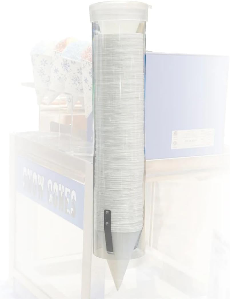 Soro Essentials- 6 oz Acrylic Snow Cone Paper Cups Dispenser- Holds up to 200 Paper Cone Cups Snow Cone Cups Dispenser Holder for Water Ice Cream Shaved Ice Candies Party Home Kitchen Restaurant