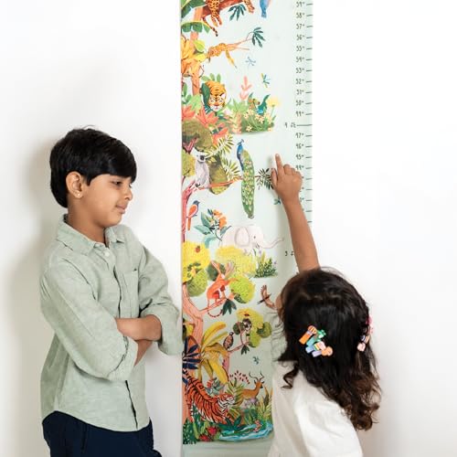 Image of ZOOKEEPER Height Chart for Kids (19 inch-72 inch) Premium Canopy in Kanha Durable Cotton Wall Hanging Growth Measuring Ruler for Baby Room, Nursery and Playroom Cute Home Wall Decor and Perfect Gift for Boys and Girls