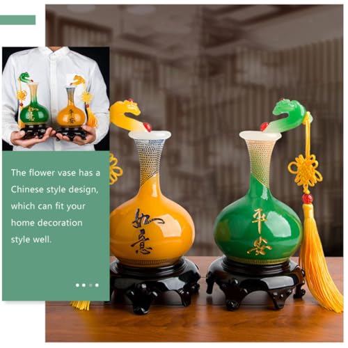 Vase à fleurs en résine jaune style chinois pour table
