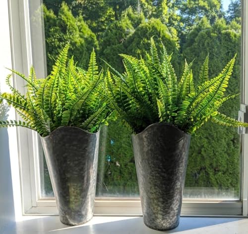 Image of Dekorly Artificial Ferns Plant for Outdoor Planters, UV Resistant Artificial Outdoor Plants Fake Fern Stems, Faux Shrubs for Porch, Window Box, Home Decor (Green, Pack of 2)