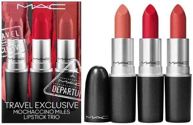 MAC Travel Exclusive Mochacino Miles Lipstick Trio Set MOCHA/RUBY WOO/CHILI