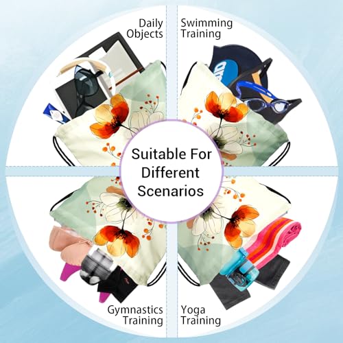 Image of Abstract Poppy Flower Grip Bag for Gymnast Lightweight Gymnastics Drawstring Athlete Outdoor Bag